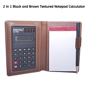 2 In 1 Black and Brown Textured Notepad Calculator