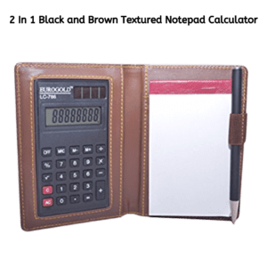 2 In 1 Black and Brown Textured Notepad Calculator