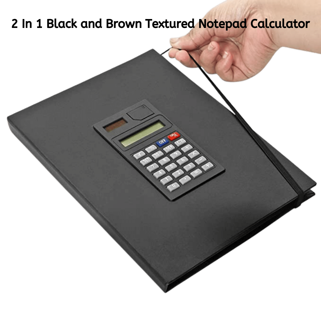 2 In 1 Black and Brown Textured Notepad Calculator - Image 2
