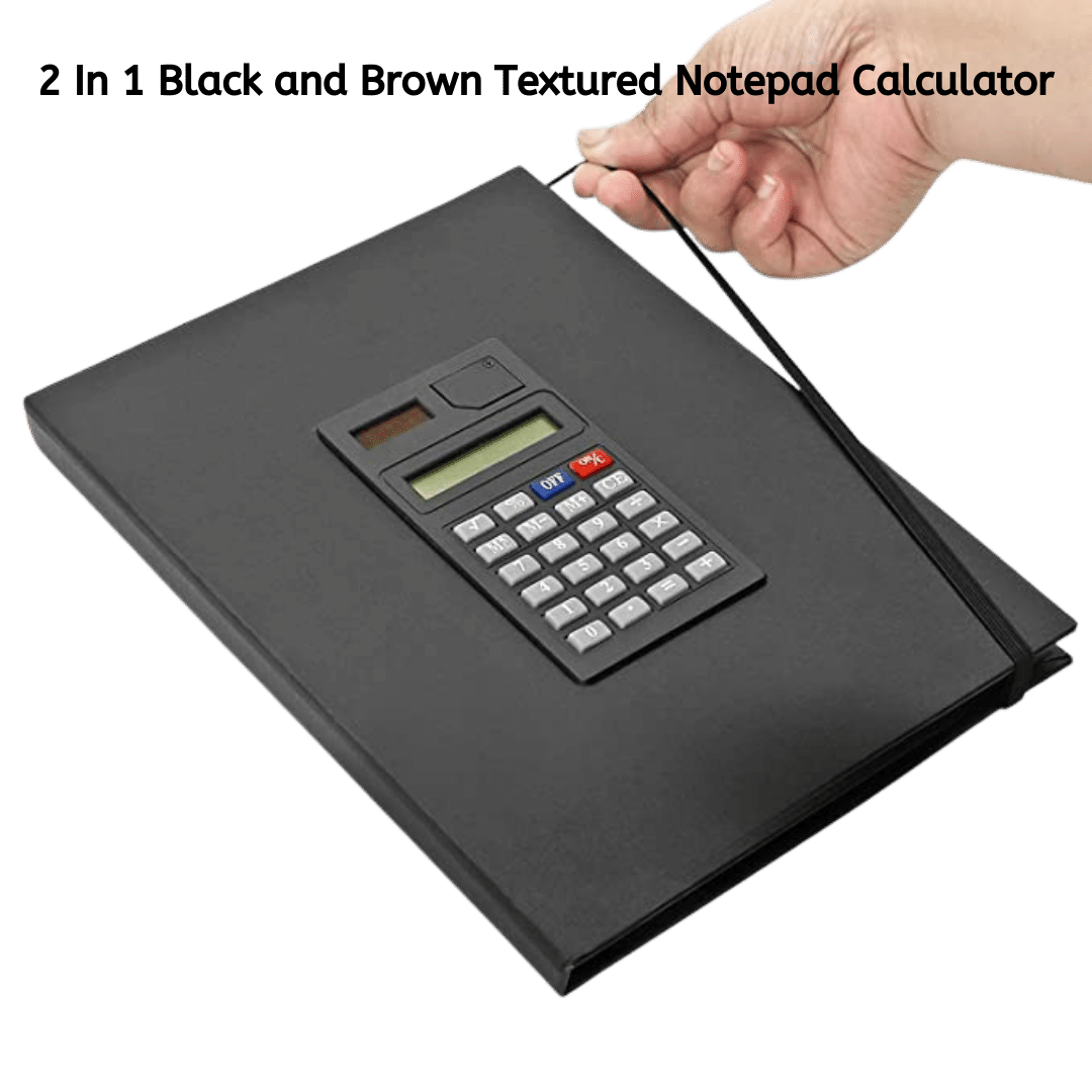 2 In 1 Black and Brown Textured Notepad Calculator - Image 2