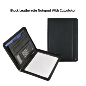 Black Leatherette Notepad With Calculator