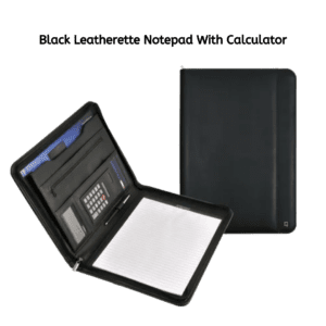 Black Leatherette Notepad With Calculator